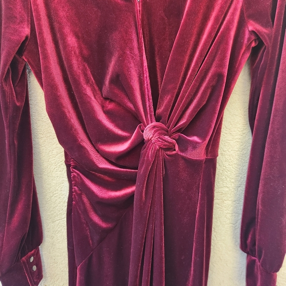 HALOGEN Women’s Dress Extra Small Burgundy Velvet Holiday Whimsigoth - Picture 5 of 11